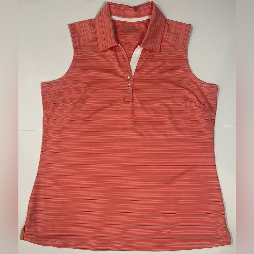 ASPIRE SPORT SHIRT LIGHT ORANGE BLUE SIZE LARGE SLEEVELESS V NECK PULLOVER